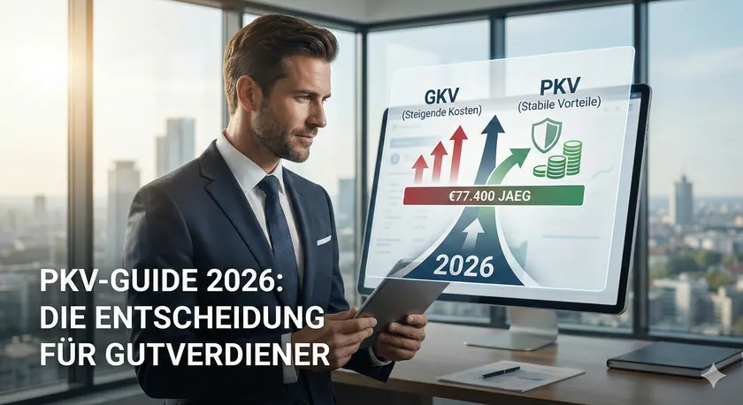 Beitragsbild zum Artikel: PKV für Gutverdiener 2026: Der ultimative Guide für Angestellte über der Versicherungspflichtgrenze