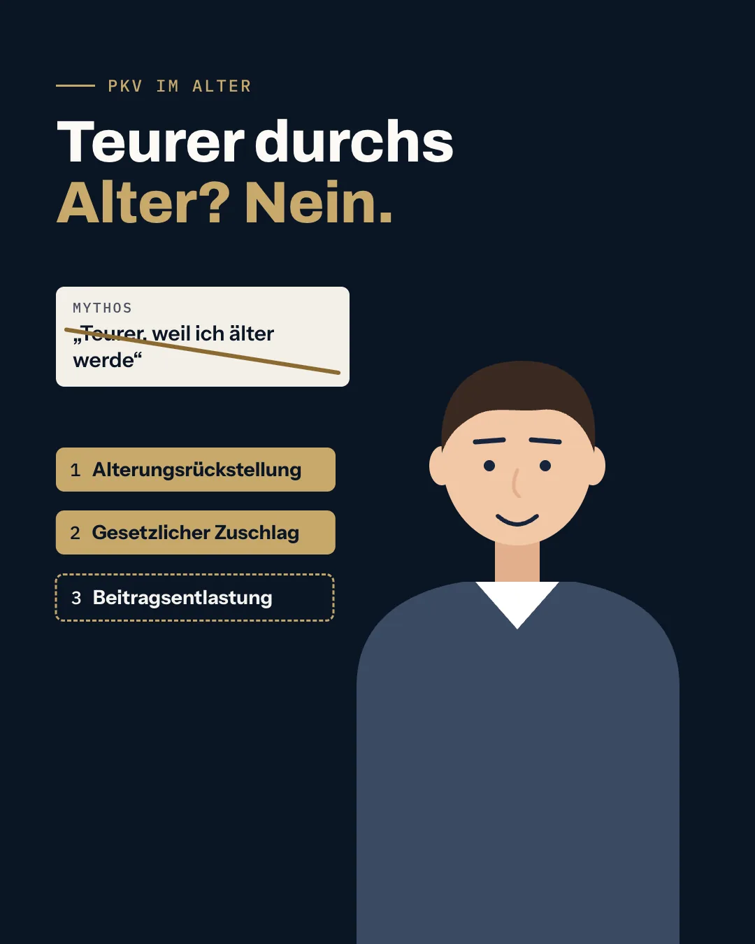 Vorschaubild zum Erklärvideo: So sorgt die PKV fürs Alter vor: Alterungsrückstellung, Zuschlag und Beitragsentlastung